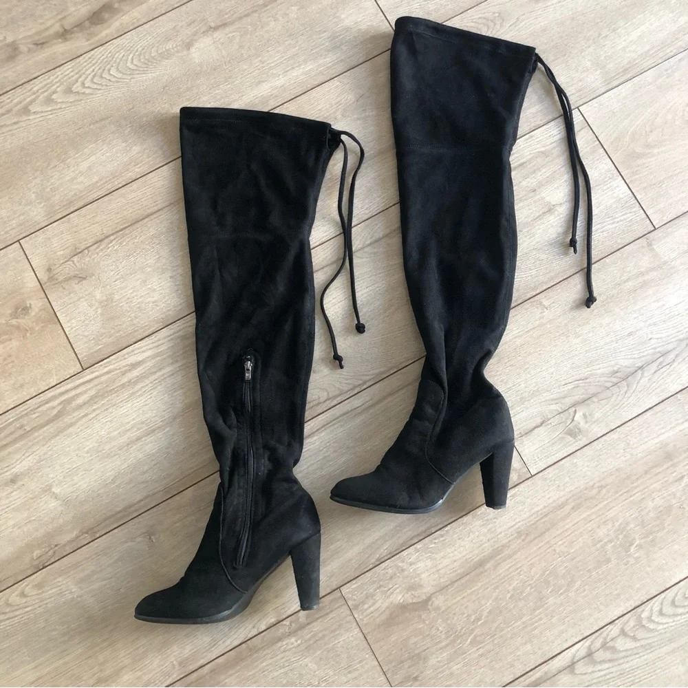 Black Over The Knee Heeled Boots